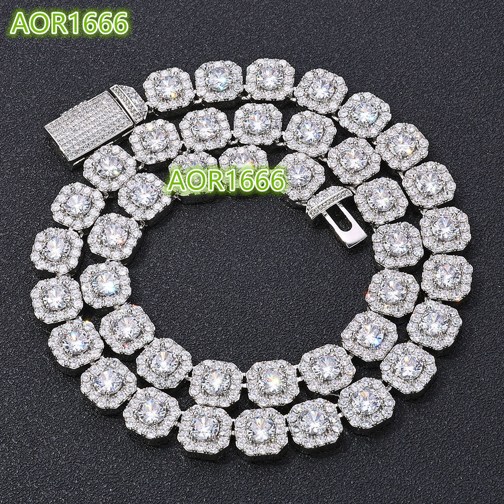 10-12mm Width Cubana Hop Jewelry 925 Sterling Silver High Quality VVS Tennis Necklace Ball Chain Necklace Moissanite