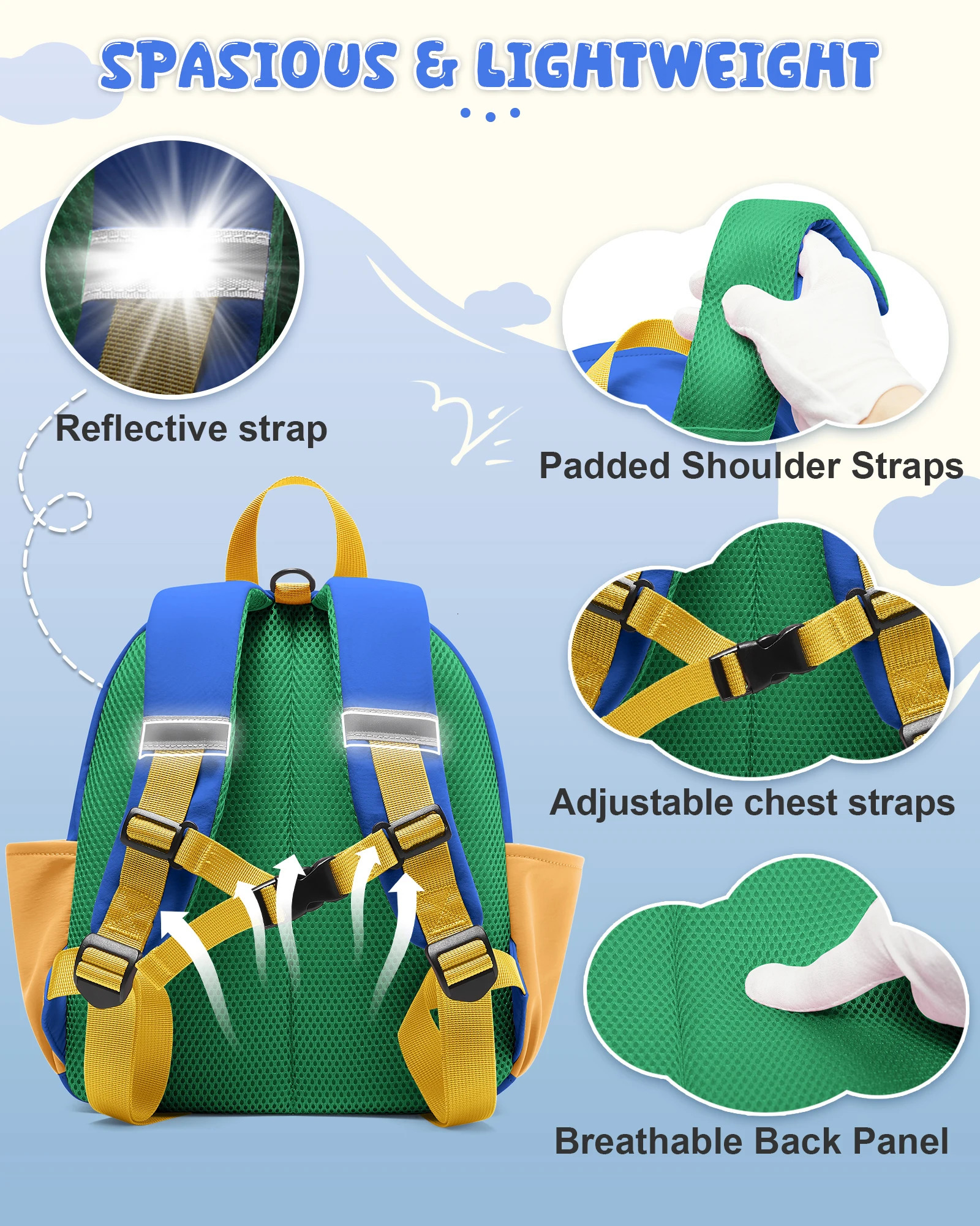 Cute Backpack for Boys Girls Lightweight Waterproof School Bag Perfect for Daycare Preschool Kindergarten Hiking Travel 250813