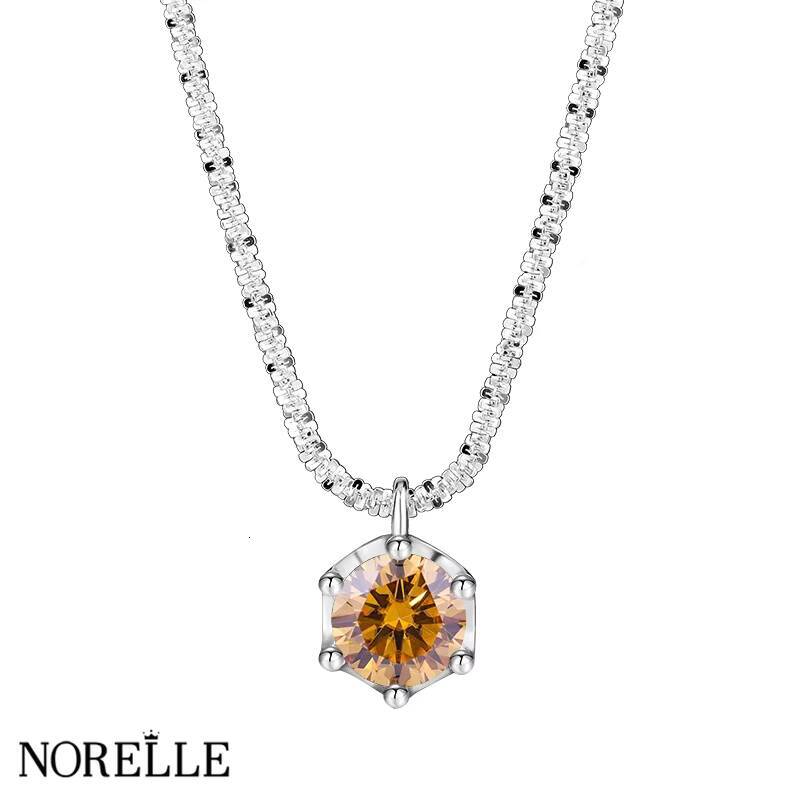 Hot Selling S Sterling Sier Women's 1-2ct Gra VVS Sexangle Pendant Necklace Fine Jewelry Moissanite Colorful