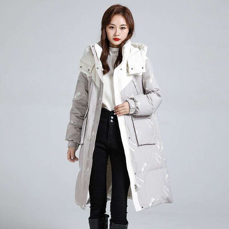 2025 Mid To Long Down For Women In , New Thick Warm Winter Clothing, Printed And Spliced Cotton Jacket