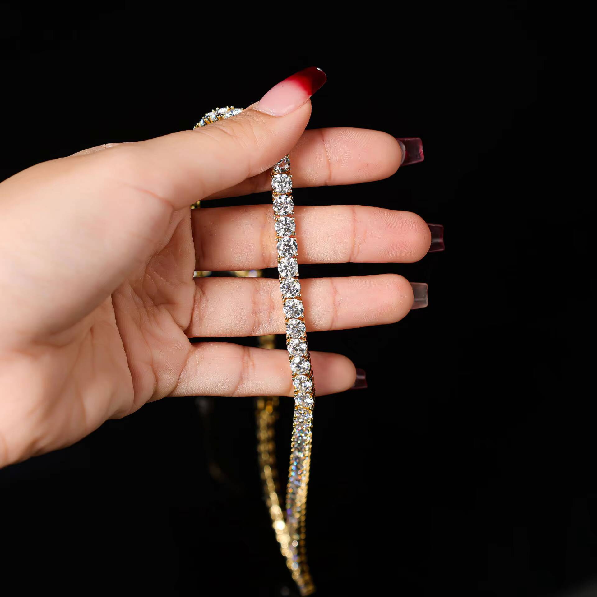 Iced Out Hip Hop D Color VVS 23456mm Moissanite Diamond Tennis Chain Necklace S925 Sterling Silver Men Women Tennis Link Chain