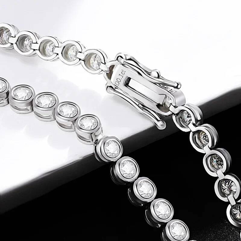 NKHOG 2mm Bubble Moissanite Tennis Bracelets 925 Sterling Silver Round D Color Diamond Hiphop Hand Chain Jewelry Gifts Certified