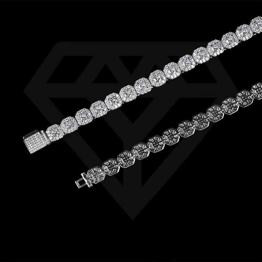Hip-hop men's 10mm moissanite tennis necklace bracelet ice cube square tennis necklace moissanite bracelet