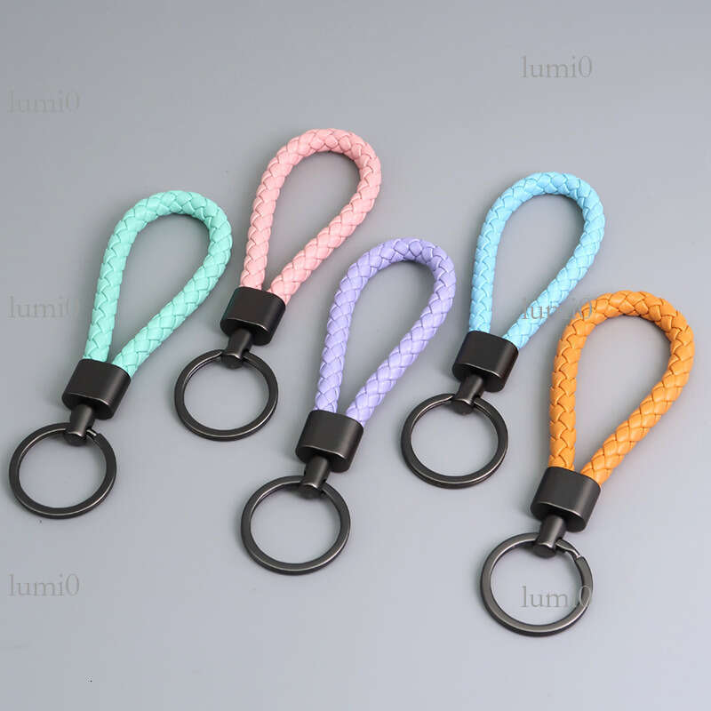 Handmade Woven High-Quality PU Leather Rope Car Keychain Pendant Bag Decoration Small Gift Personalized Lightweight