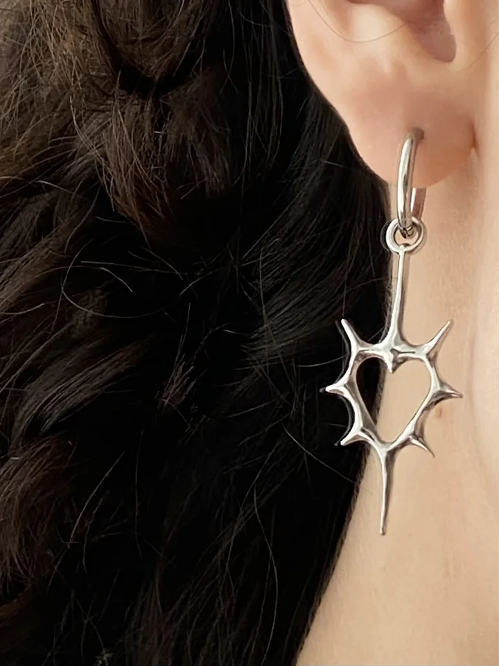 Punk Stainless Steel Spiral Vortex Star Earrings Cool Charms Black 8 Hoop Earring Men Goth Y2K Accessories Grunge Jewelry 250812