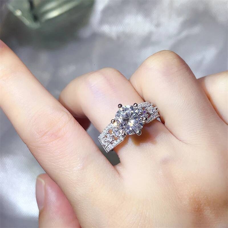 BXINY GRA Certified 3CT Moissanite Rings 925 Sterling Silver D Color Lab Diamond For Women Engagement Wedding Bands Fine Jewelry