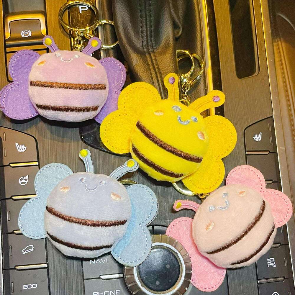 Cartoon Plush Cute Little Bee Keychain Doll Pendant Clothing Bag Accessories Brooch Decoration