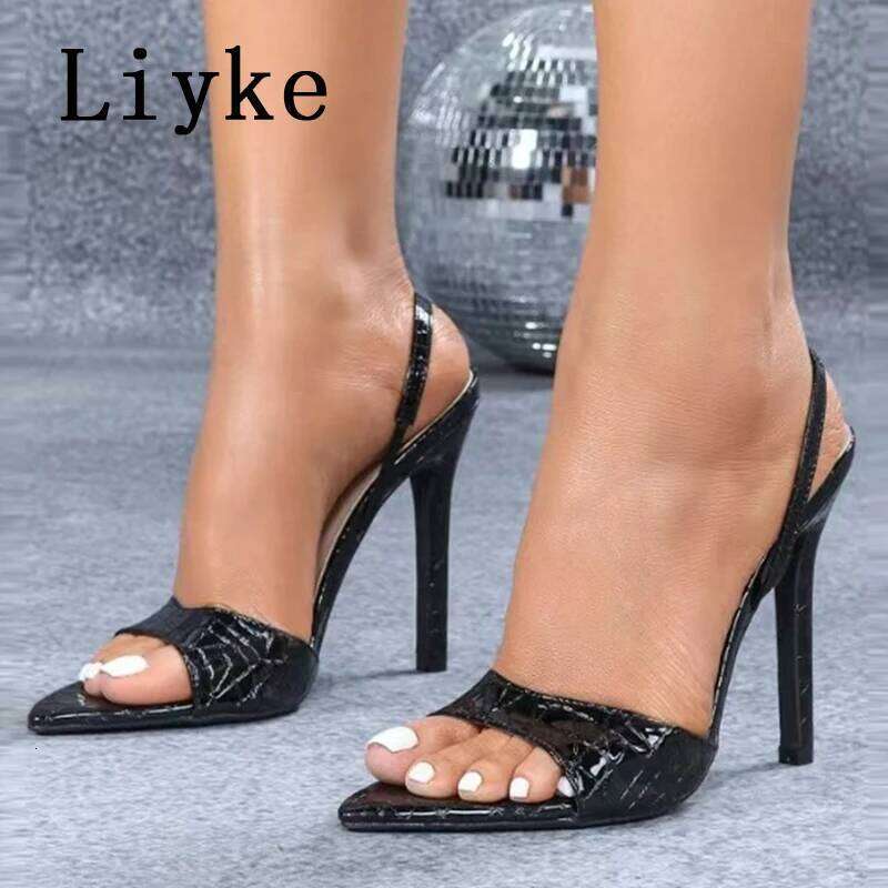 Liyke Sexy Slingback Sandals Women 2025 Summer Fashion Open Toe Slip On Back Strap Designer High Heels Party Dress Shoes Size 43