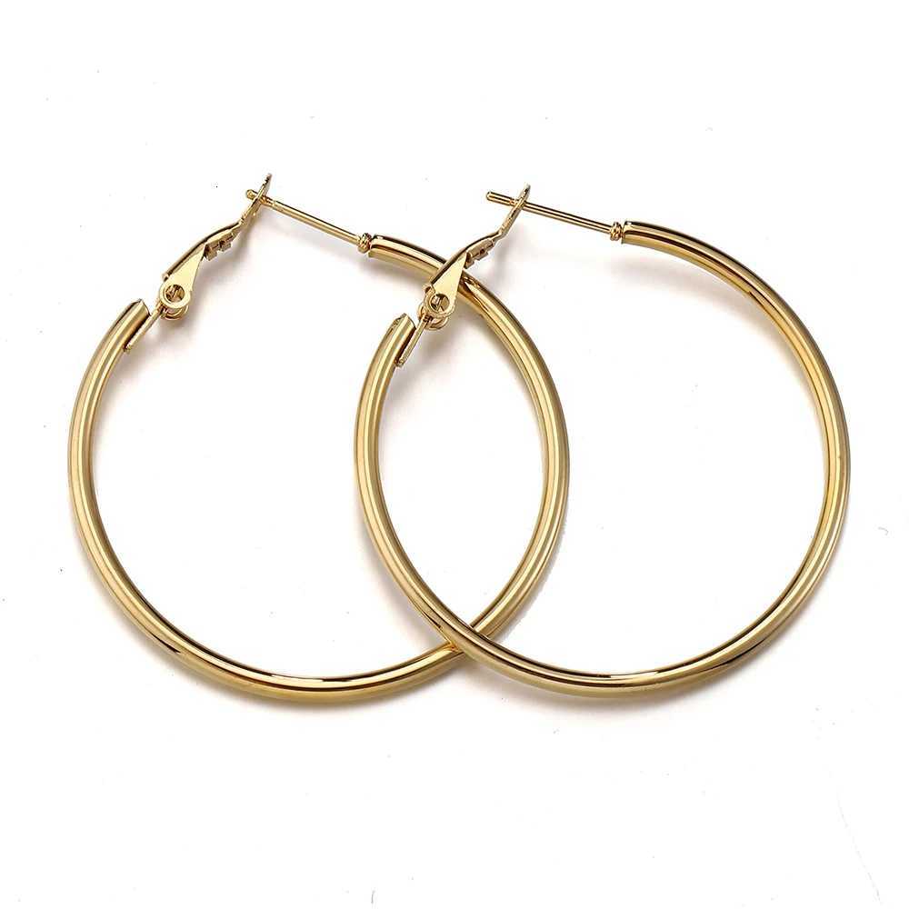 10pcs 2pcs Stainless Steel Round Big Circle Hoop Earrings Hoops Gold Color Earrings Fashion Women Jewelry Making DIY Accessories XJ250814