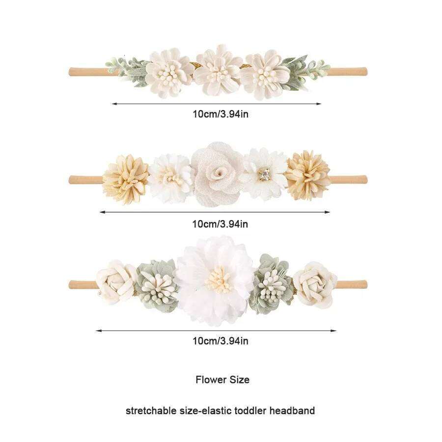 1/3pcs Baby Headbands for girls Kids Cute Flower Headwear Nylon Soft Elastic Band Gifts Toddler Headband Hair Accessories
