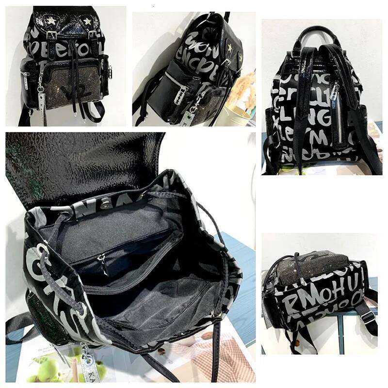 Fashion Women Brand PU Leather Travel Backpack Designer Dia Shoulder Bags Large Capacity Teenagers Girls School Bag