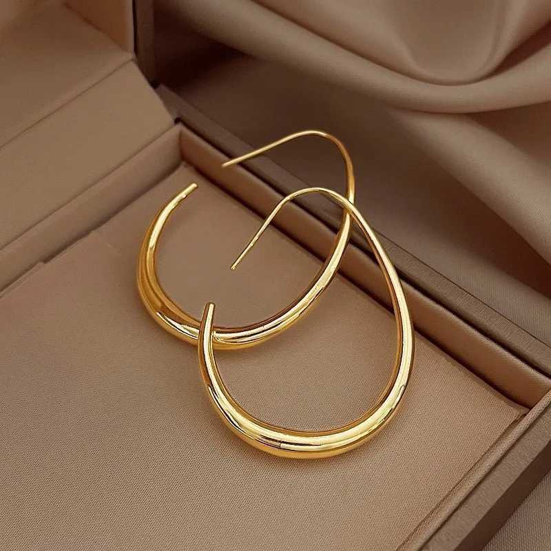 925 Sterling Silver Golden Ellipse Wedding Hoop Earrings For Women Ladies Luxury Female Jewelry Money 925 Silver Jewelry XJ250814