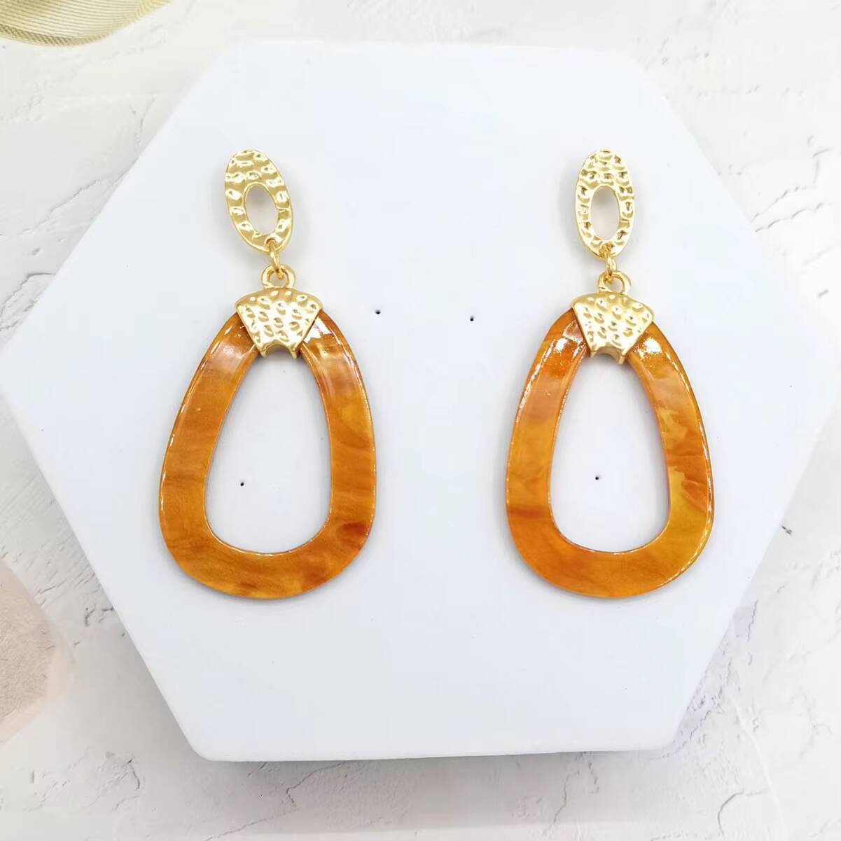 Bohemian Resin Metal Earrings for Women New Cross-Border Jewelry Design