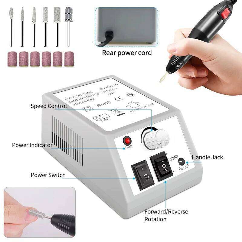 With LED Light Dryer Drill Hine Poly Nail Extension Gel Varnish Soak Off Polish Manicure Tools Kit