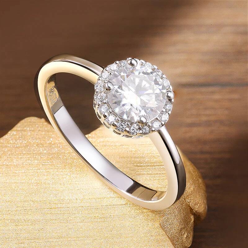 KNOBSPIN 1ct D VVS1 Moissanite Rings for Women Engagement Wedding Lab Diamond with GRA S925 Silver Plated 18k White Gold Ring