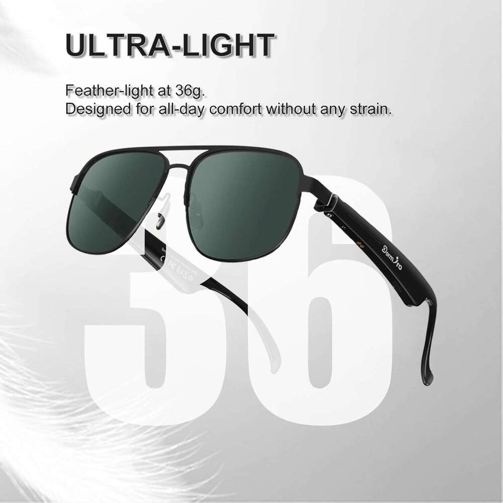 Dormiro AI Smart Glasses with 150+ Languages Real-Time Translation Nano IPX7 Waterproof Polarized Bluetooth Sunglasses Men Touch Control UV Protection