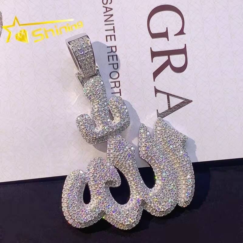 Iced Out Moissanite Hip Hop Jewelry Sterling Silver 925 Pass Diamond Tester Full Diamond Moissanite Pendant for Men