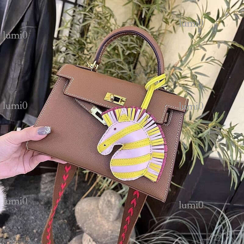 Zebra Unicorn Horse Head Tassel Sheepskin Bag Pendant Handmade Genuine Leather Car Rearview Mirror High-end Ornament