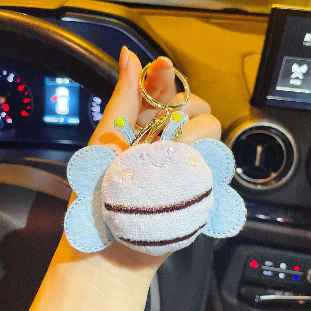 Cartoon Plush Cute Little Bee Keychain Doll Pendant Clothing Bag Accessories Brooch Decoration