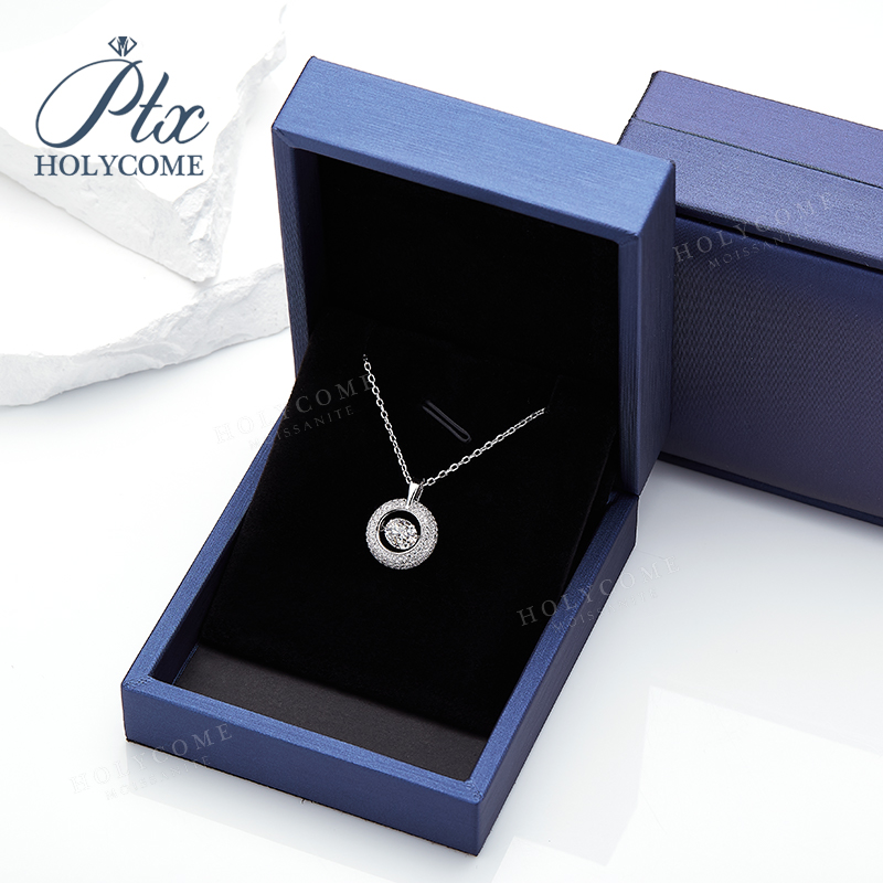 D Color Moissanite Necklace Lively Pendant Necklace Round Cut 1CT VVS1 For Women Girls Dating Party Birthday Jewelry Gifts CharmsLilv