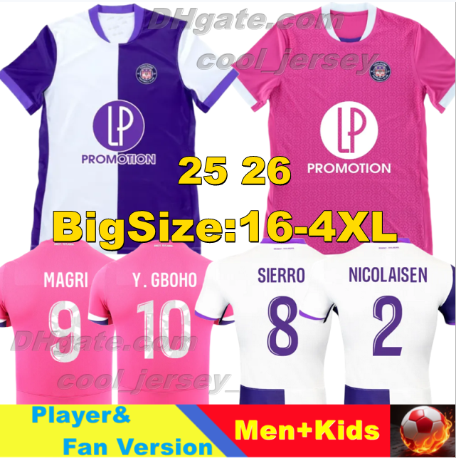 4XL 25 26 Toulouse FC NICOLAISEN soccer jerseys DONNUM DALLINGA SUAZO ABOUKHLAL ROUAULT 2025 2026 Home Away 3rd maillot de foot Men kit football shirt uniform