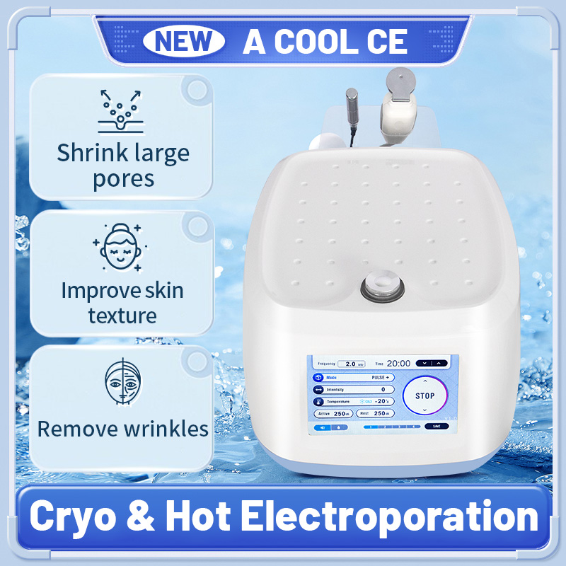 Hot Cold Massage Facial Skin Lift Skin Cooling Facial Machine With Cryo Electroporation System For Skin Tightening