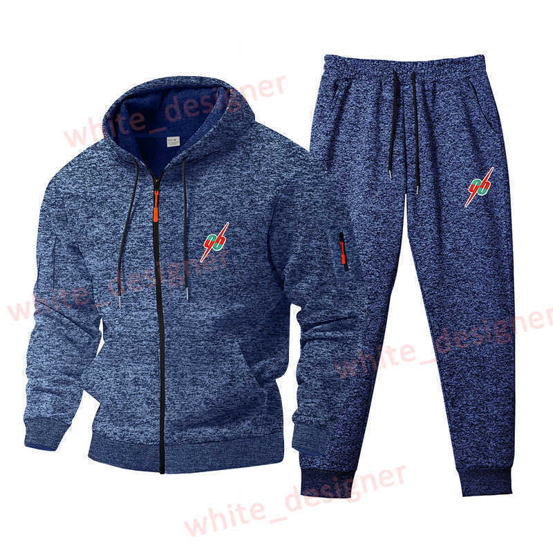 Designer Men's Tracksuits Men's Autumn Winter Pocket Hooded Zipper Trendy Sports Fleece Sweatshirt