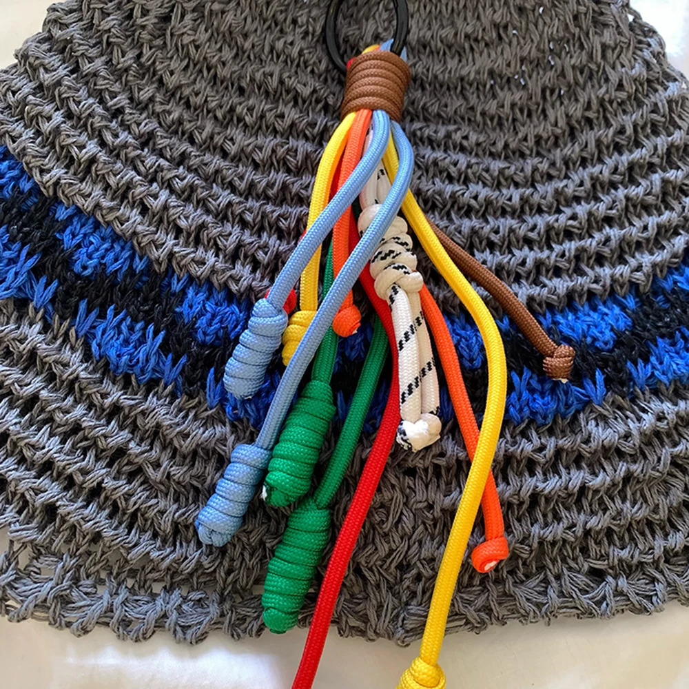 Korean Stylish Rainbow Rope Pendant Chain Jewelry Strap Handmade Landyard Accessrioes Keyring Bag Women Phone Hanging Cord Gift 250813