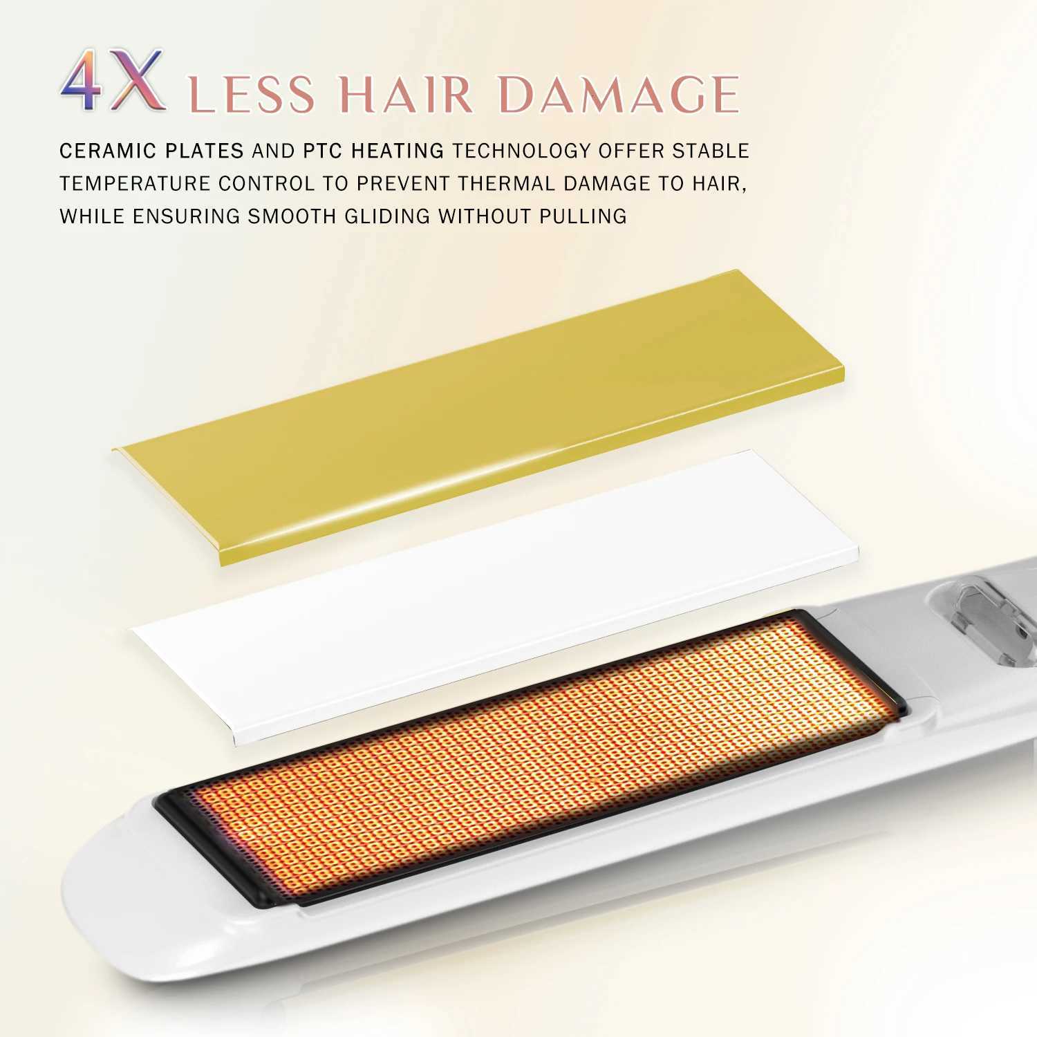 RUCHA Mirror Titanium Plate Hair Flat Iron with Plasma Keratin Treatment for Frizzy Hair Recovers the Damaged Hair Straightener W250814