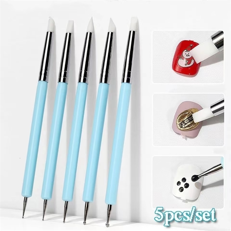 5Pcs Silicone Clay Sculpting Tool for Brush Modeling Dotting Nail Art Pottery Clay Tool DIY Carving Sculpting Tools Soft Head 250814