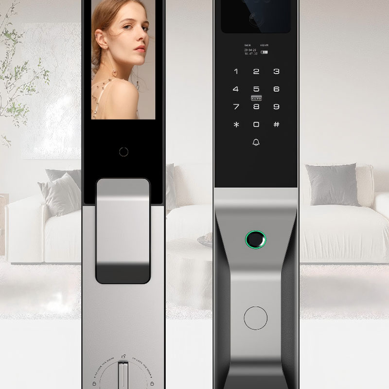 Smart 3D facial recognition digital door lock with smart video intercom, biometric fingerprint recognition, and built-in camera - RUBINHR C949-1