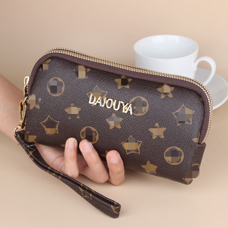 Luxury Brand Designer Bag 2025 New Korean And Japanese Style Wallet Double Zipper Old Flower Clutch Women's Long Phone Bag Fashion Coin Purse