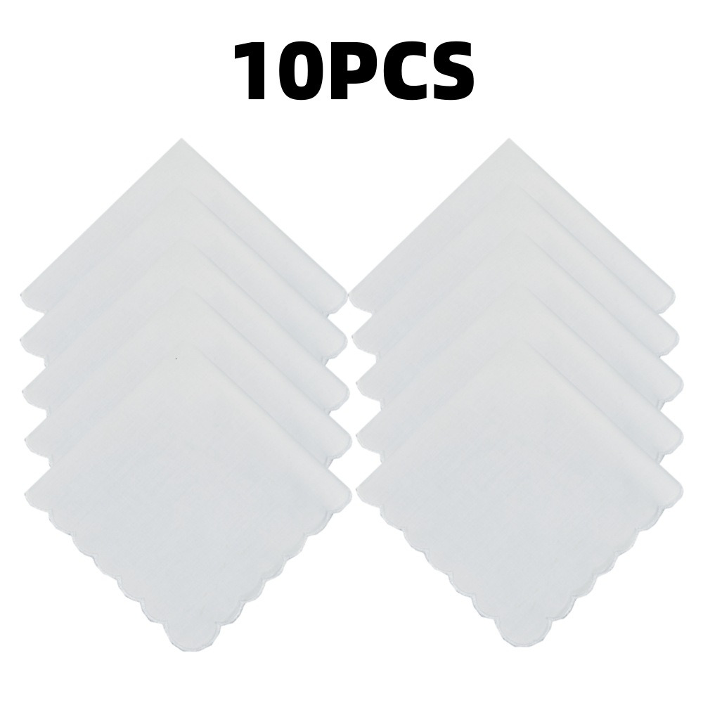 Wedding season Christmas 28cm * 11in white pure cotton embroidered moon edge handkerchief combed cotton 5/10PCS