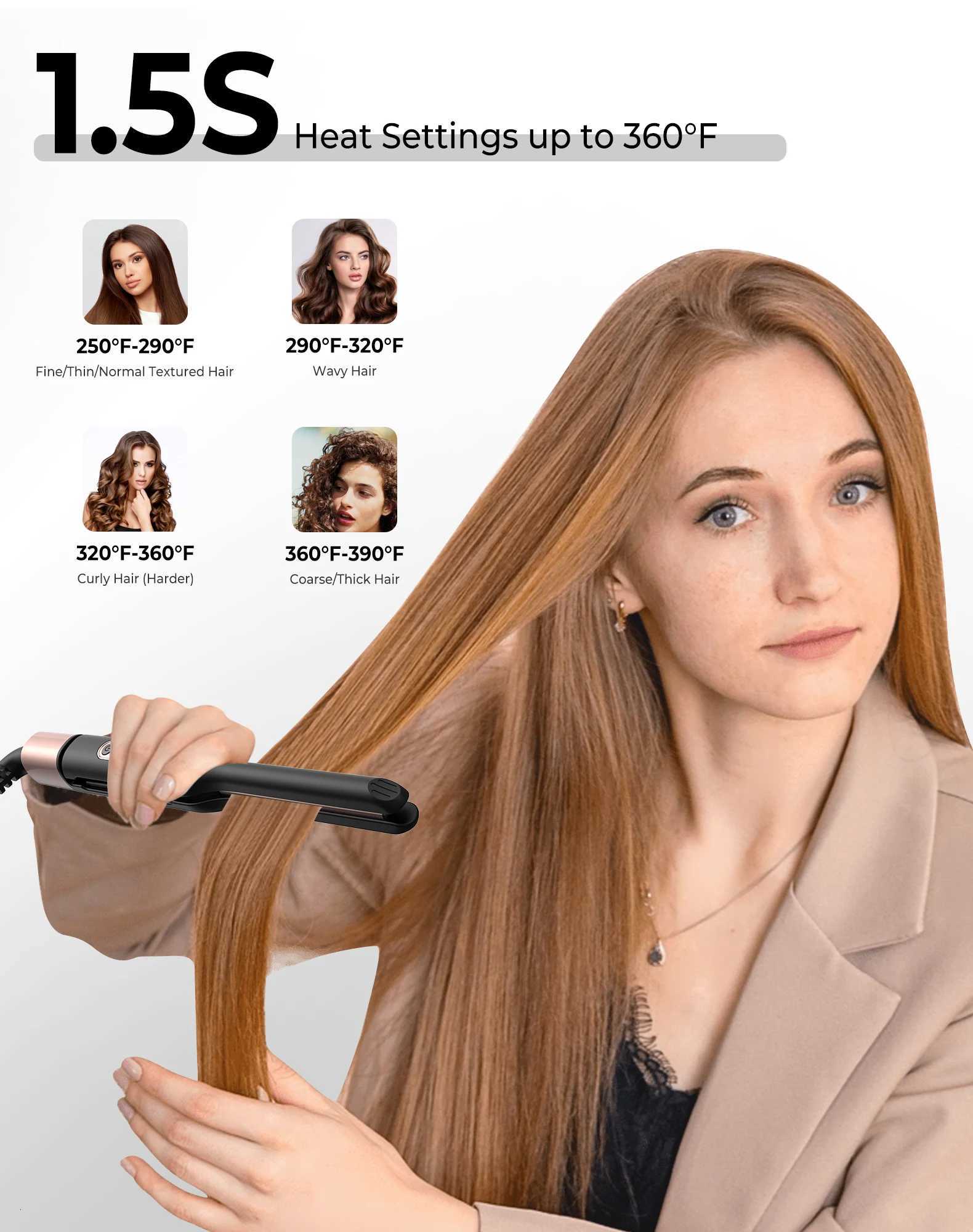 3/10 Inch Pencil Flat Iron Small Flat Irons for Short Hair Beard and Pixie Cut Mini Ceramic Tourmaline Hair Straightener W250814