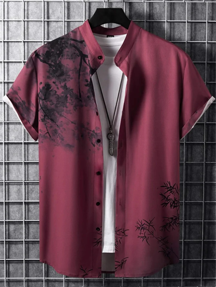 Mens plantbased shirt printed with highdefinition patterns soft and comfortable fabric mens clothing 250804