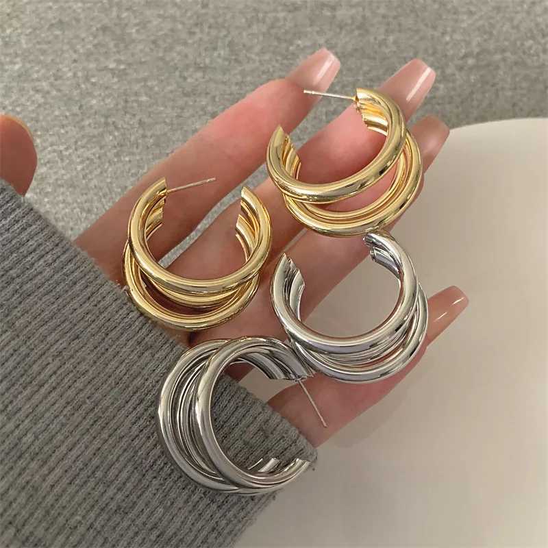 Exaggerate Gold Color C-shed Dangle Drop Earrings For Women Fashion Vintage Round Circle Hoops Earrings Korean Party Jewelry XJ250814