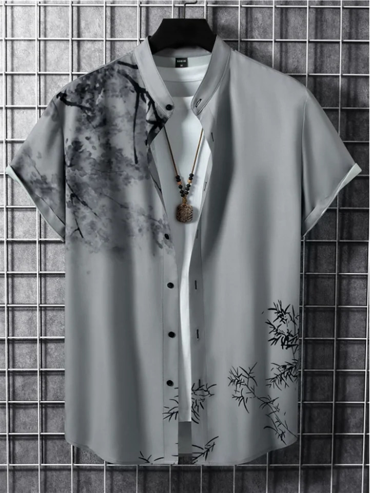 Mens plantbased shirt printed with highdefinition patterns soft and comfortable fabric mens clothing 250804