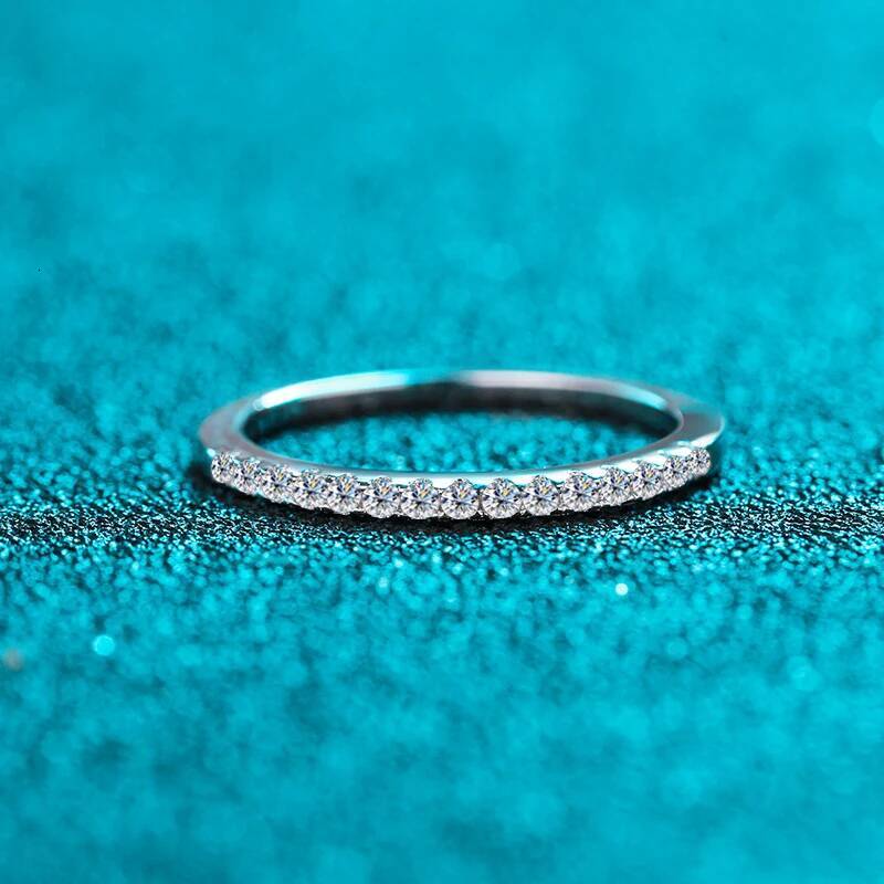 KNOBSPIN 2mm D Color Moissanite Ring s925 Sterling Sliver Plated 18k White Gold Eternity Band Wedding Engagement Rings For Women