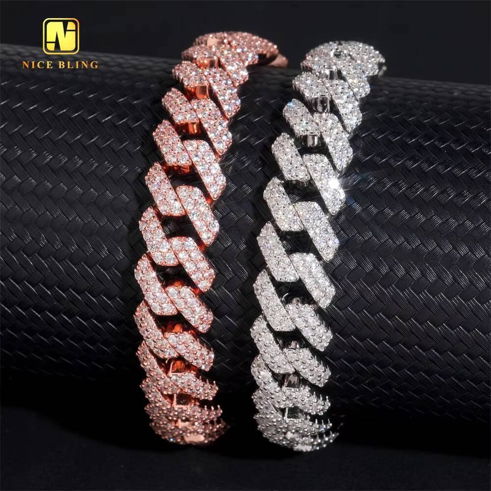 12mm Wholesale Price Iced Out CZ Stone Cuban Link Chain 925 Silver Men Hip Hop Jewelry Cubic Zirconia Diamond Necklace Bracelet