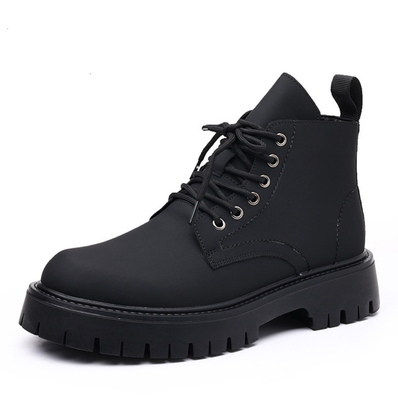 Martin British Style Mid-Top Thick Sole Height Increasing Work Men's Leather High Tube Motorcycle Trend Boots 3305-R