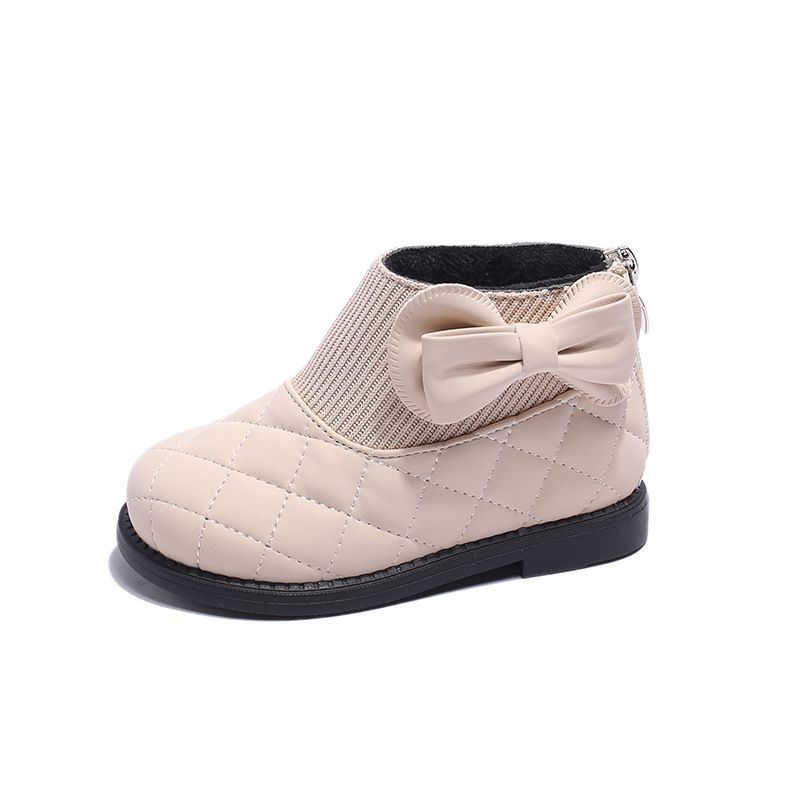Girl's Ankle Boots Side Bowknot Kids Princess Causal Short Boots Kidsnest Autumn Winter Fashion Versatile Children's Toddler Cotton Boots Si