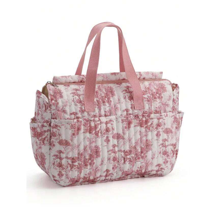 High Quality Large Capacity PrintingSimple Mommy Multi-Functional Storage Soft Tote Bag For Travel And Stroller Use