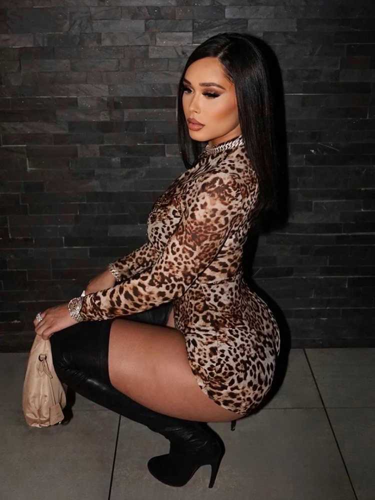 Sisterlinda Summer Release Junior Sexy Above Knee Mini High Street Milk Silk Dress K24Q53153Girl Leopard Color Long Sleeve Dress XJ250814