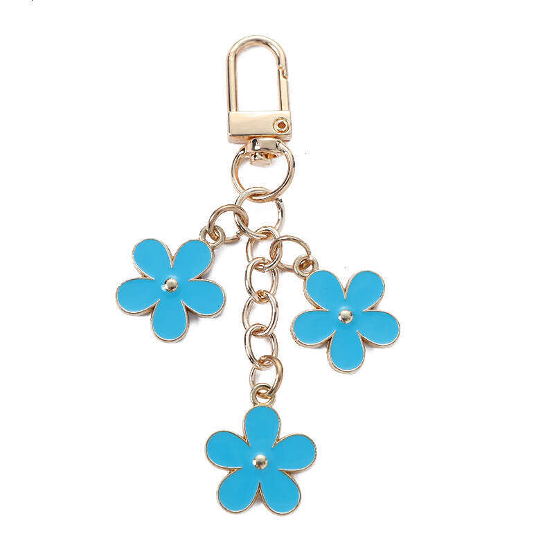 New Ins Colorful Keychain Pendant Creative DIY Alloy Double-Sided Small Flower Earphone Case Bag Decoration