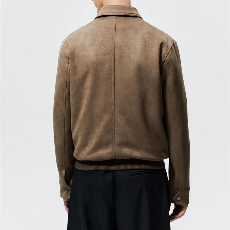 Spring Autumn Mens Faux Suede Lapel Jacket Casual Fashion Zipper Coat High Quality Suede Jackets 250808