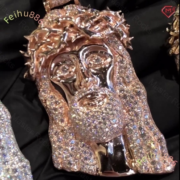 Hip Hop VVS Moissanite Pendant Jesus Iced Out 925 Sterling Silver Rapper Custom Moissanite Pendant