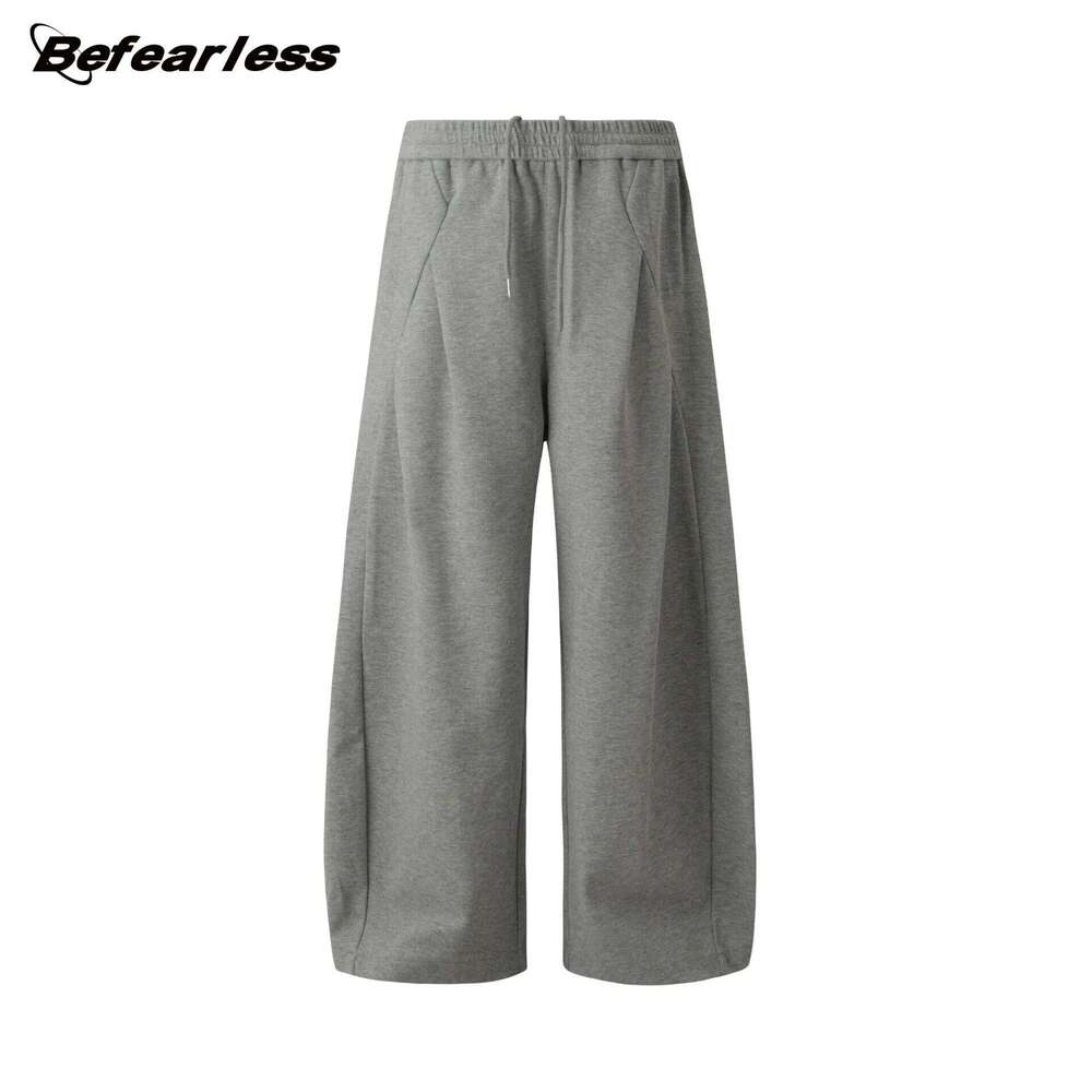 American Style Design Curved Blade Sweatpants Unisex Loose Wide Leg Straight Casual Sports Pants Trendy B5