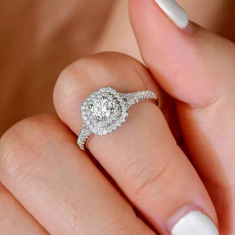 Customized 14k Solid Gold Wedding WIth 2ct Round Moissanite Dia Engagement Ring for Women