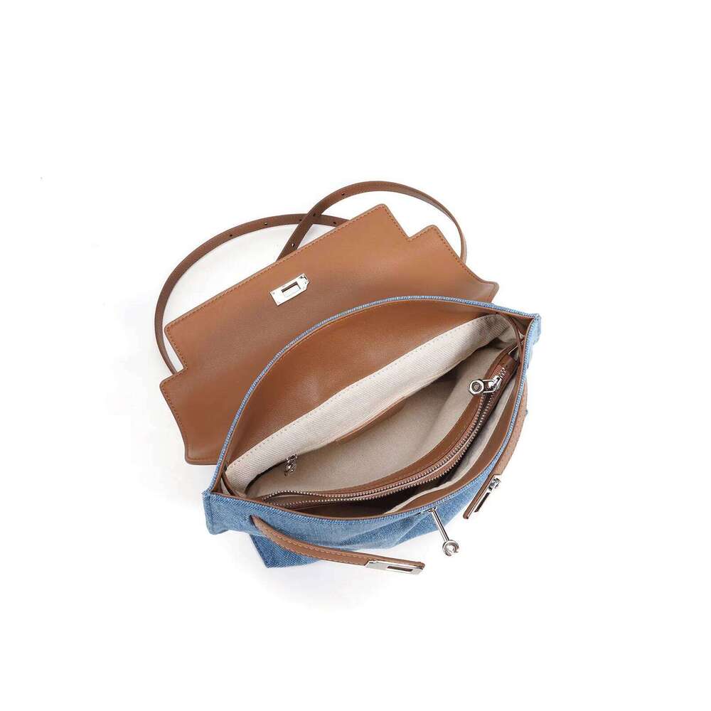 2025 New Women Backpack Fashion Denim Shoulder Genuine Leather Crossbody Bag Large Capacity Minimalist Tote Female Messenger