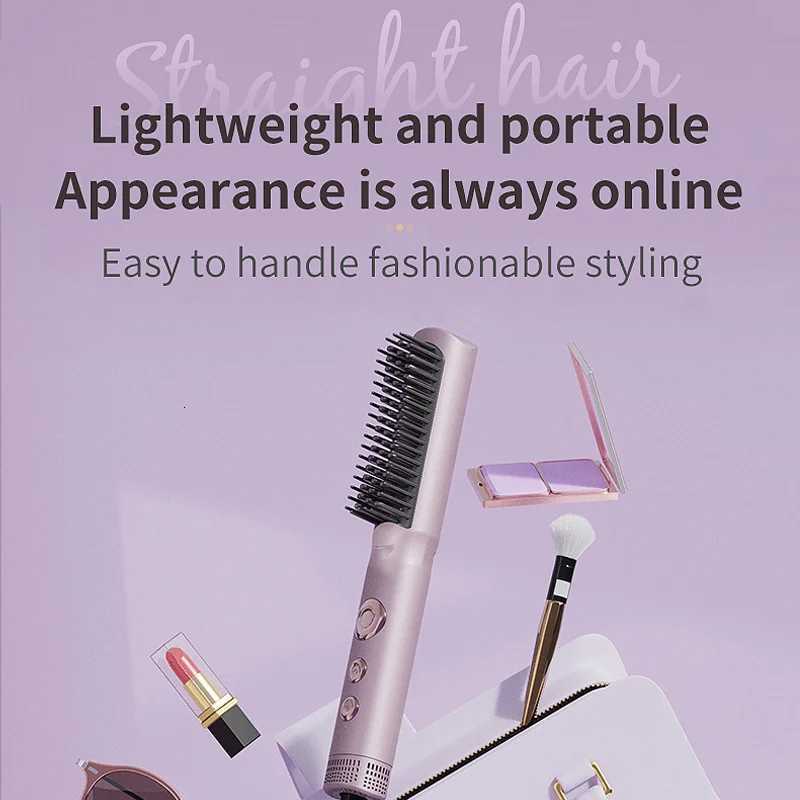 Portable Professional Hair Straightener Hot Cold Air 2-in-1 Hair Salon and Home Hair Care Styler Hair Straightening Brush W250814